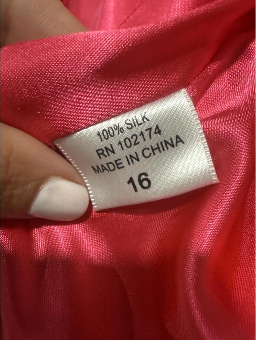 Flores & Flores Vibrant Pink 100% Silk Blazer Jacket, Size 16 - Picture 3 of 4